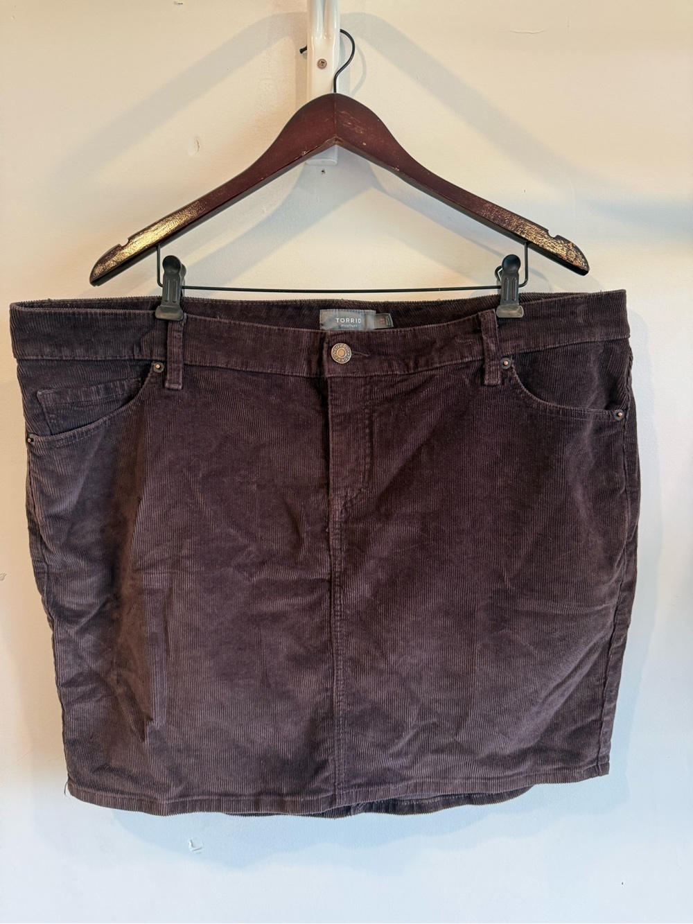 torrid dark brown corduroy mini skirt